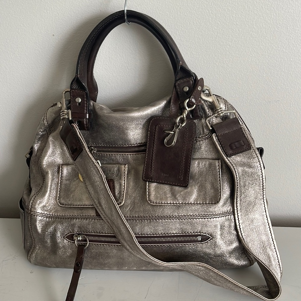 Chloe Tekla Bag- Silver Metallic Lambskin- Excellent Condition